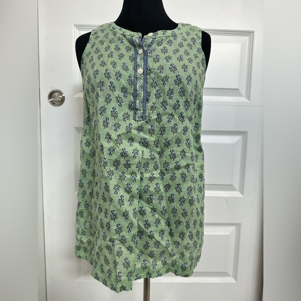 J.Jill Tank Top Women’s XS Petite Love Linen Floral Relaxed Fit Tunic Coastal